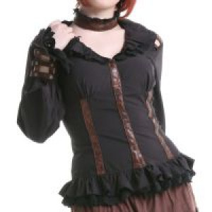  Ruffled blouse Black RQ-BL SP105bk -  