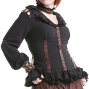  Ruffled blouse Black RQ-BL SP105bk -  