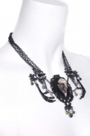  Gothic Birdhead skull necklace Black -  2