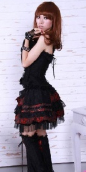    Gothic short skirts Black/Red -  1