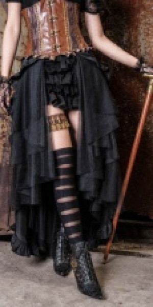  Steampunk maxi ruffle skirt Black RQ-BL SP100bk -  