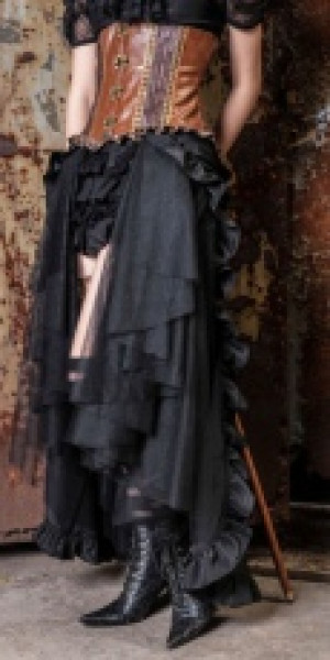  Steampunk maxi ruffle skirt Black RQ-BL SP100bk -  