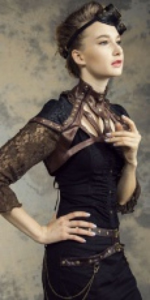  Steampunk Jacket Black/Coffee RQ-BL SP138bc -  