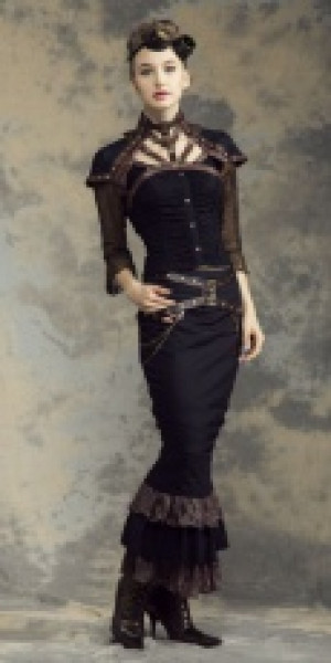  Steampunk Jacket Black/Coffee RQ-BL SP138bc -  