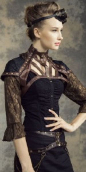  Steampunk Jacket Black/Coffee RQ-BL SP138bc -  