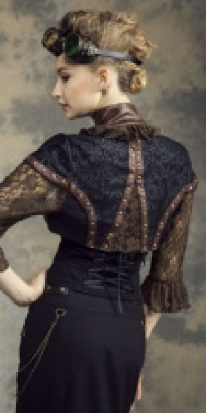 Steampunk Jacket Black/Coffee RQ-BL SP138bc -  