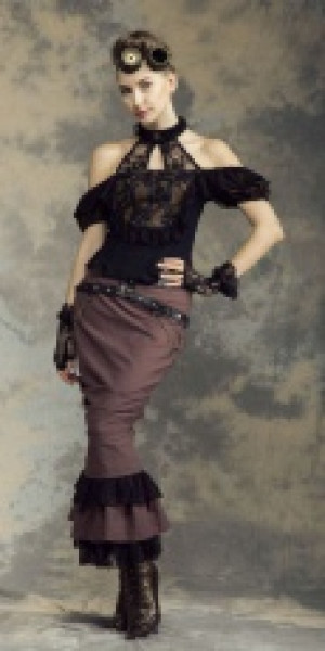  Steampunk Long Skirt Coffee RQ-BL SP145cf -  