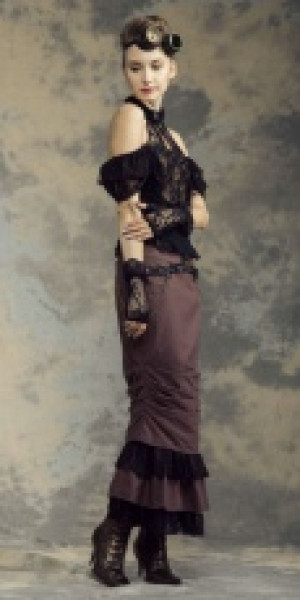  Steampunk Long Skirt Coffee RQ-BL SP145cf -  
