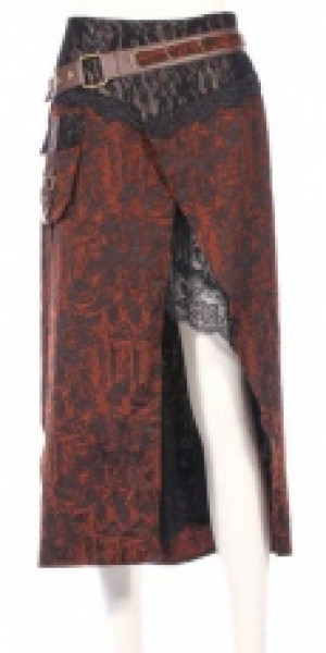  Steampunk Long Skirt Black/Red RQ-BL SP149br -  