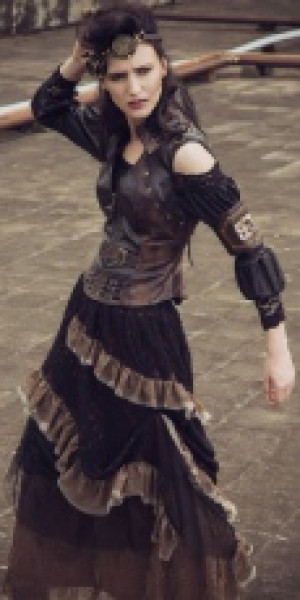  Steampunk Long Skirt Coffee RQ-BL SP151cf -  