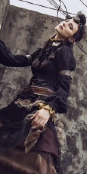  Steampunk Long Skirt Coffee RQ-BL SP151cf -  