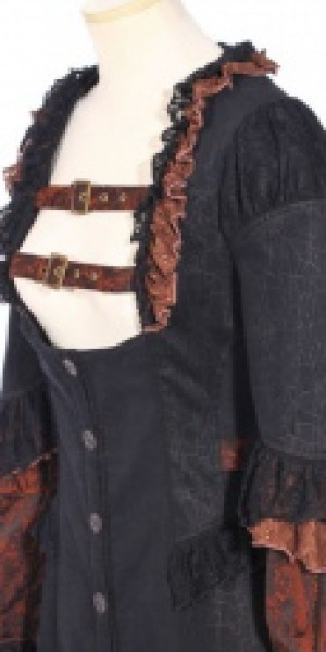  Steampunk Long Overcoat Black/Red -  10