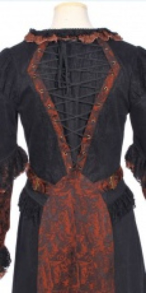  Steampunk Long Overcoat Black/Red -  11