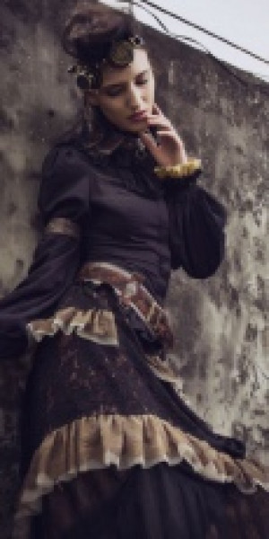    Steampunk Chokers Black/Coffee RQ-BL SP159bc -  