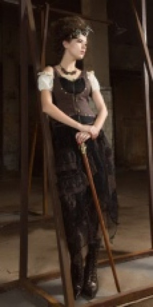  Steampunk Long skirt Black -  3