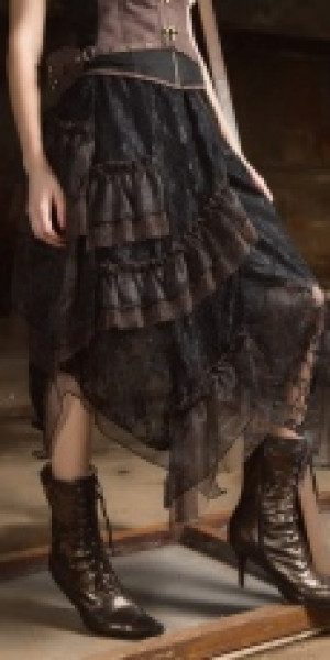  Steampunk Long skirt Black -  1