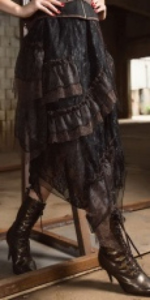  Steampunk Long skirt Black -  5
