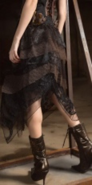  Steampunk Long skirt Black -  6