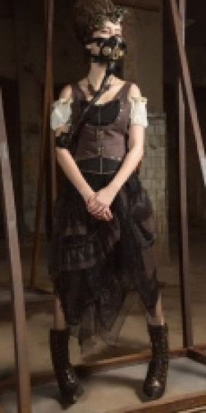 Steampunk Long skirt Black -  4