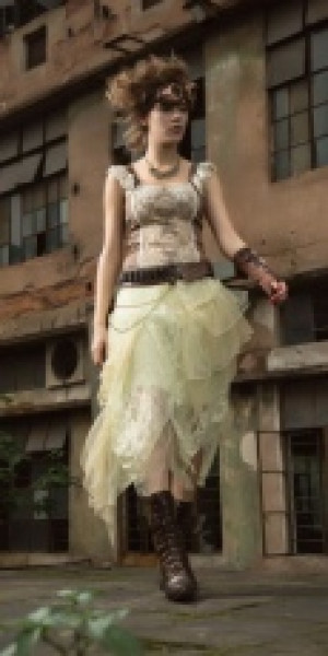  Steampunk Long skirt White -  1