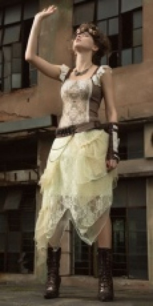  Steampunk Long skirt White RQ-BL SP166w -  