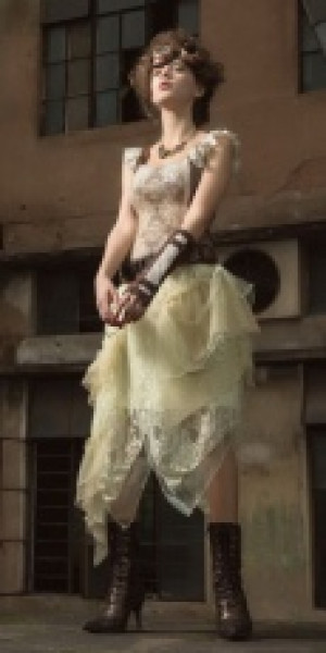  Steampunk Long skirt White -  5