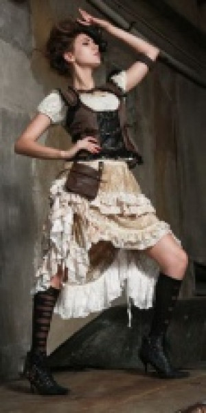  Steampunk Long skirt White -  4