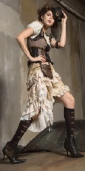  Steampunk Long skirt White -  7