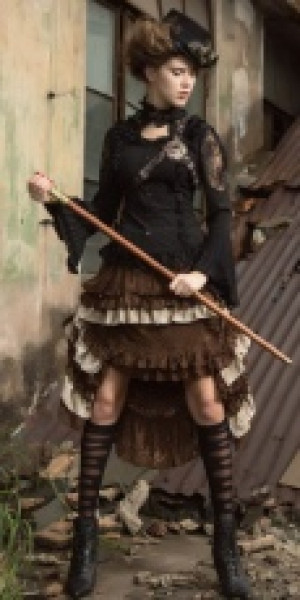  Steampunk Long skirt Brown -  3