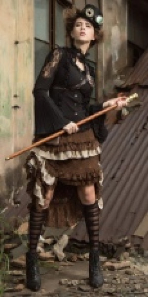  Steampunk Long skirt Brown -  2