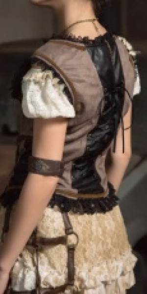  Steampunk Vest Black/Coffee -  7