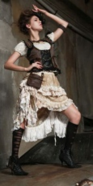  Steampunk Vest Black/Coffee -  4