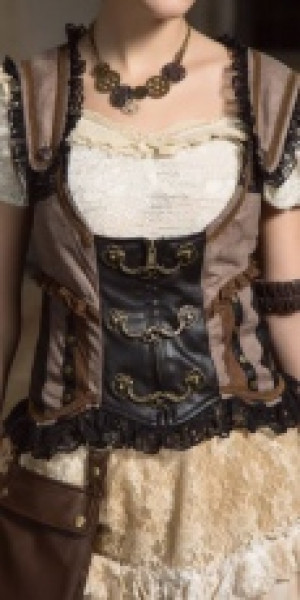  Steampunk Vest Black/Coffee -  6