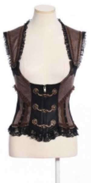  Steampunk Vest Black/Coffee -  9