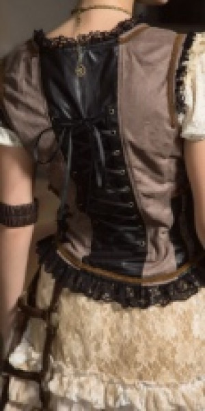  Steampunk Vest Black/Coffee -  8