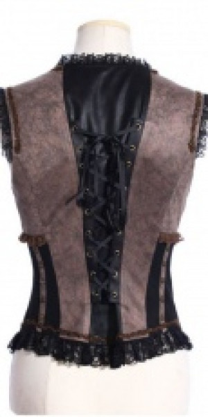  Steampunk Vest Black/Coffee -  11