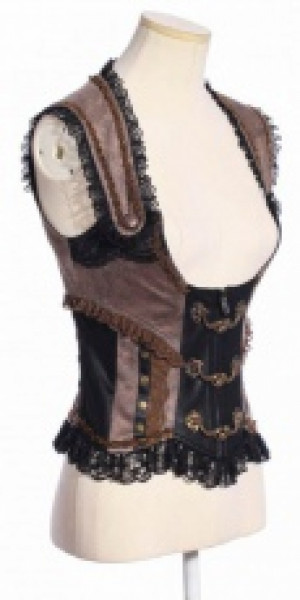  Steampunk Vest Black/Coffee -  10