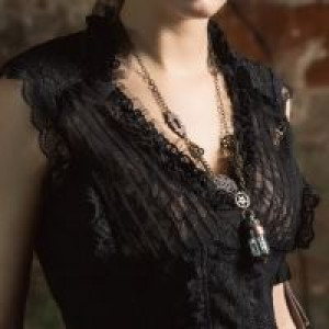 - Steampunk Necklace Black -  2