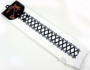  Arm Warmer White Bows With Black Design - 