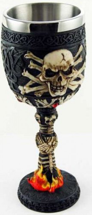  Goblet Skull And Bones With Flames - 