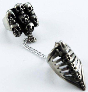  Ring Pewter Long Nail Skull - 