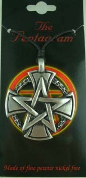  Pendant Pewter Pentagram Knot On Cross Symbol - 