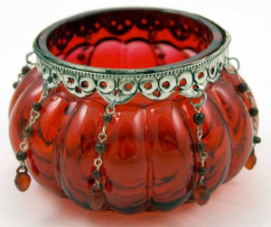  T-Light Holder Red Glass Cup - 