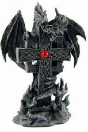  Dragon Twin Heads On Cross H14xw7.5cm Cleopatra 92993 -  