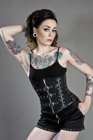  Biker underbust black twill - 
