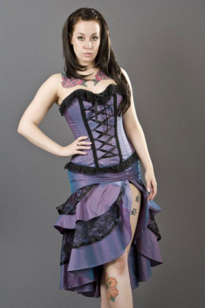  Alice overbust burlesque corset in lilac taffeta - 