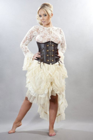  Angelina burlesque skirt in cream satin and cream lace overlay - 