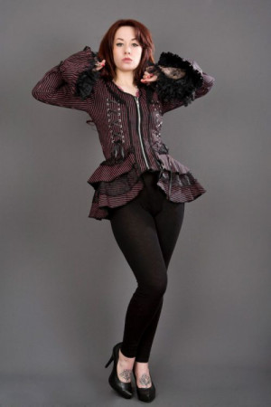  Gothic black red striped jacket - Attitude - 