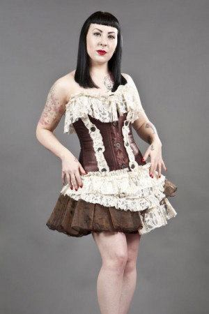  Black Widow gothic mini skirt in brown organza - 