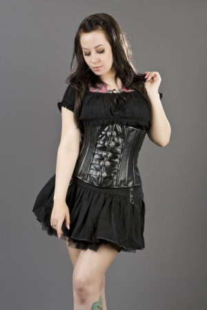 Корсет Buckle underbust corset in black matte vinyl - Изображение